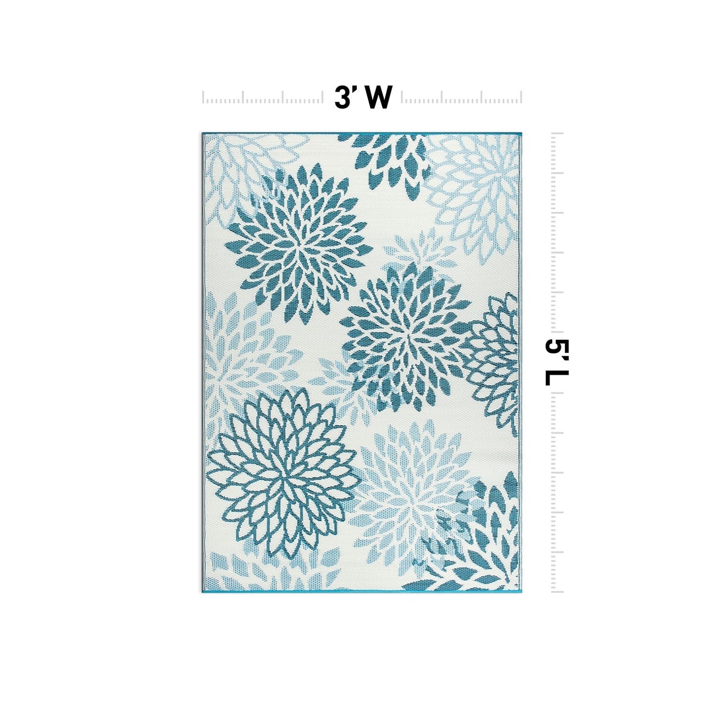 Tapis d'extérieur réversibles en plastique recyclé à motif floral moderne Aloha de la World Rug Gallery