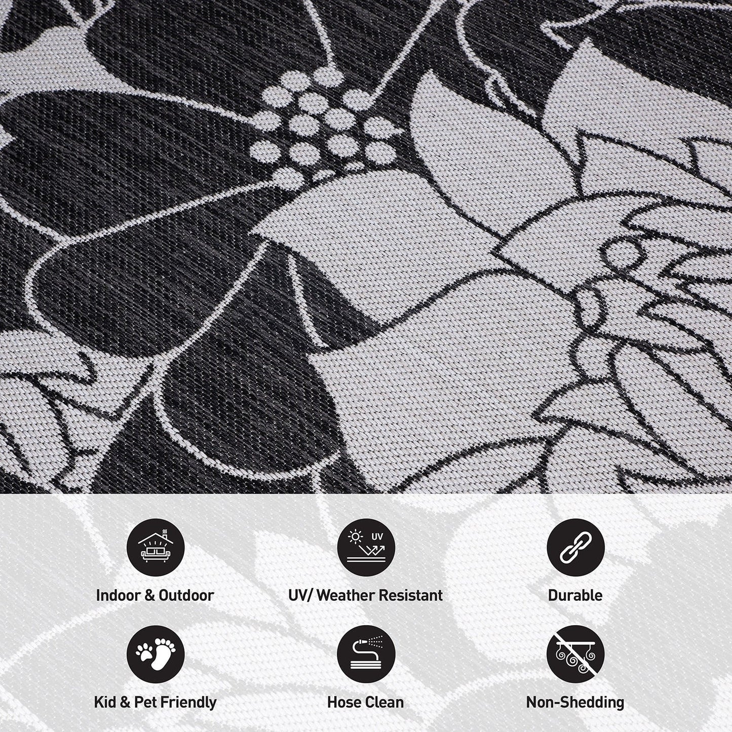 Tapis d'intérieur/extérieur texturé à motif floral moderne World Rug Gallery