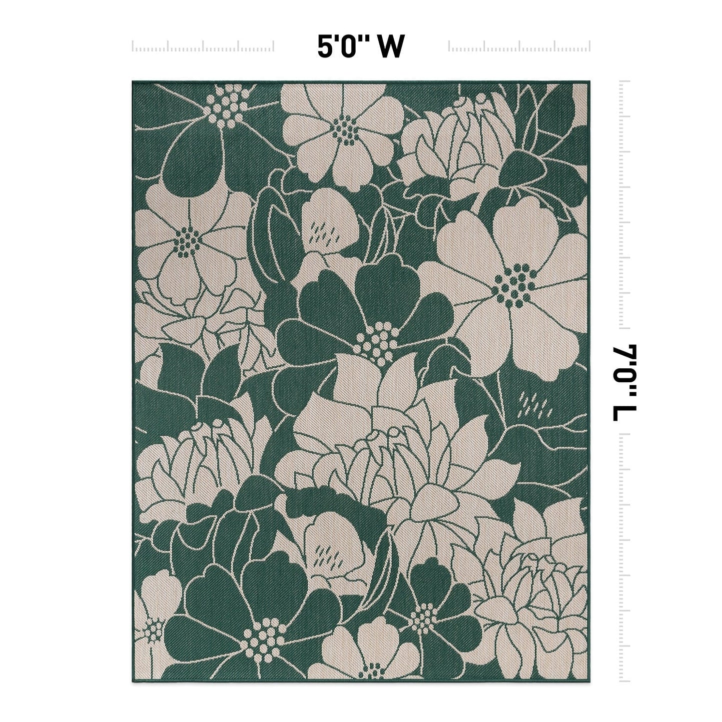 Tapis d'intérieur/extérieur texturé à motif floral moderne World Rug Gallery