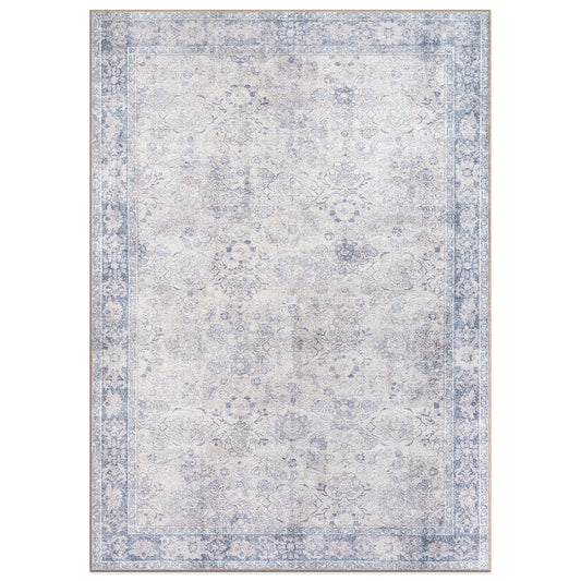 Tapis de transition World Rug Gallery, style vintage, antidérapant, lavable en machine, avec bordures