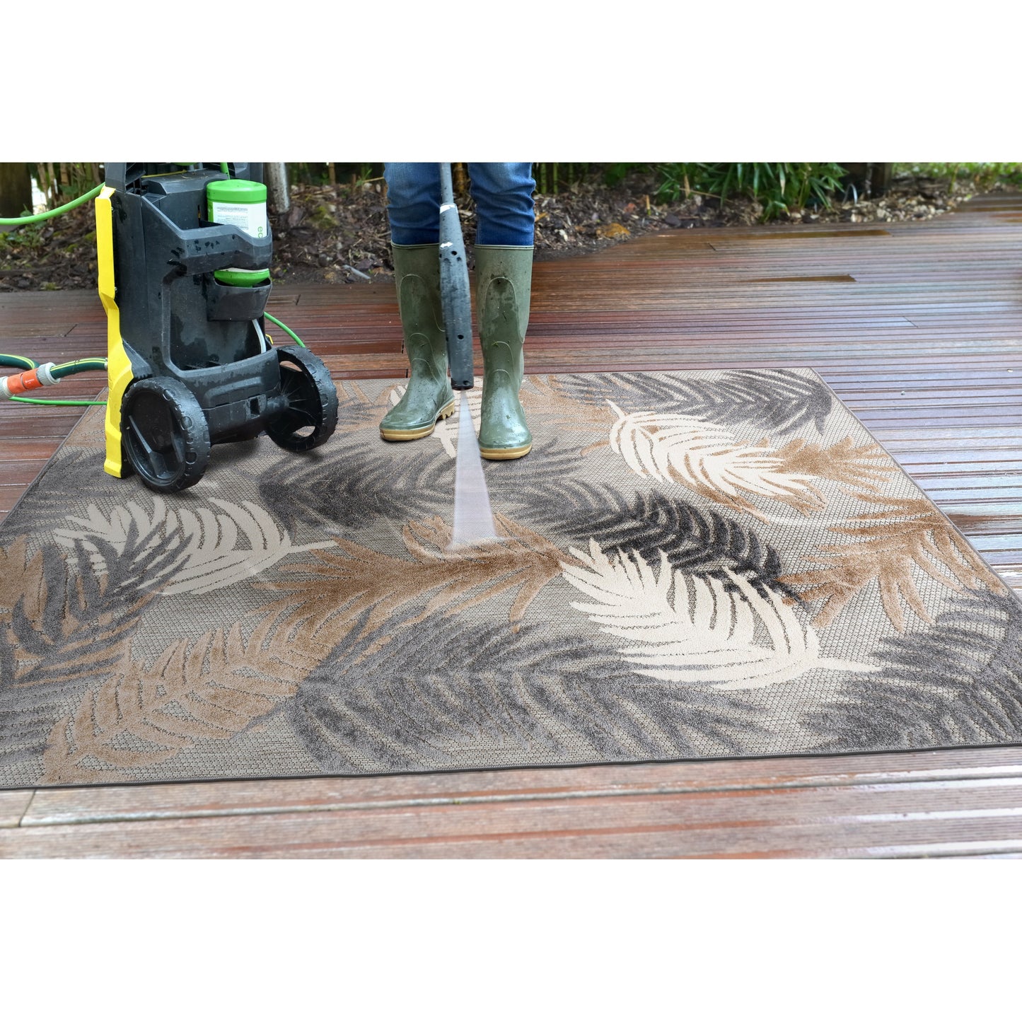 Tapis d'intérieur/extérieur moderne à motif floral tropical de World Rug Gallery