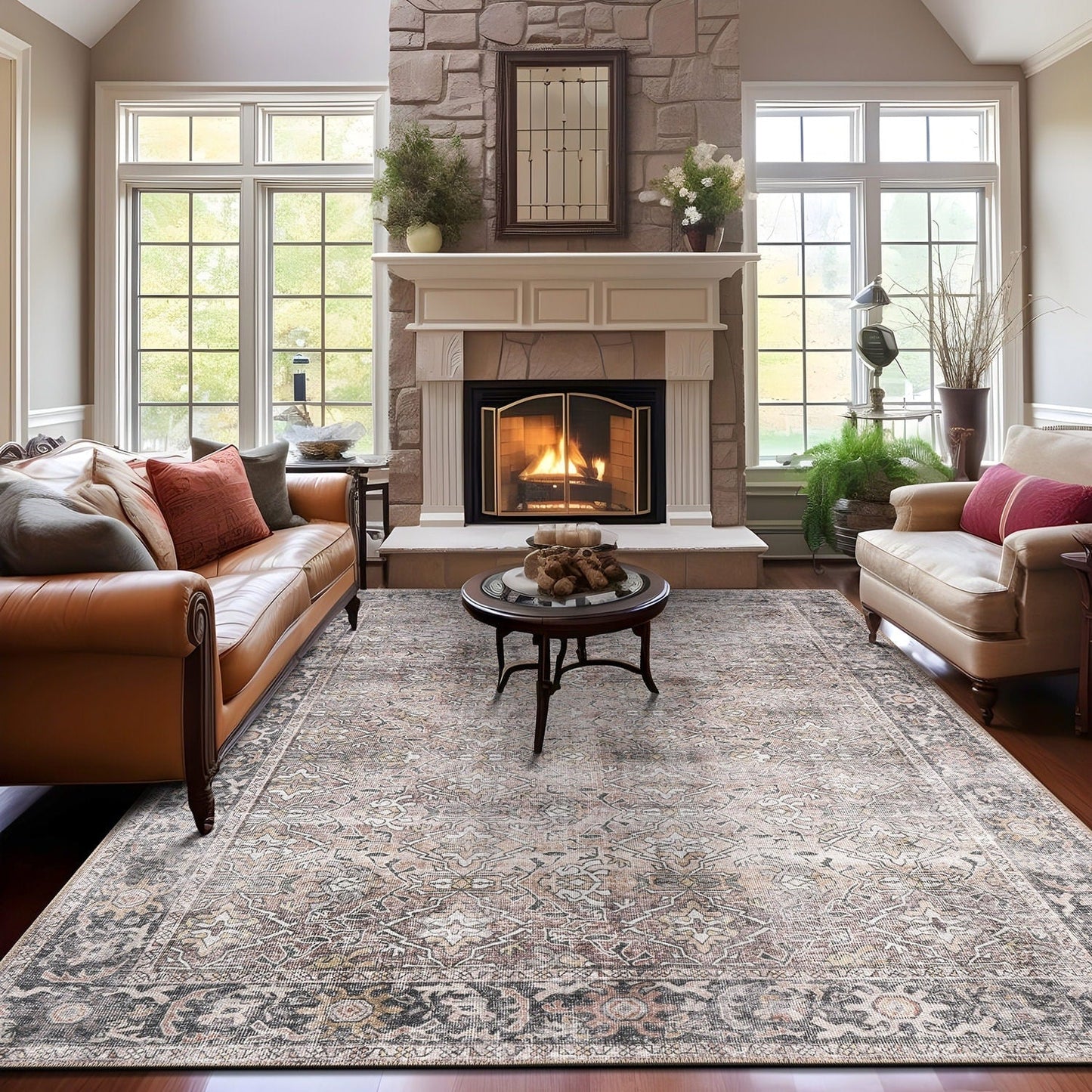 Tapis antidérapant lavable en machine, style vintage, World Rug Gallery