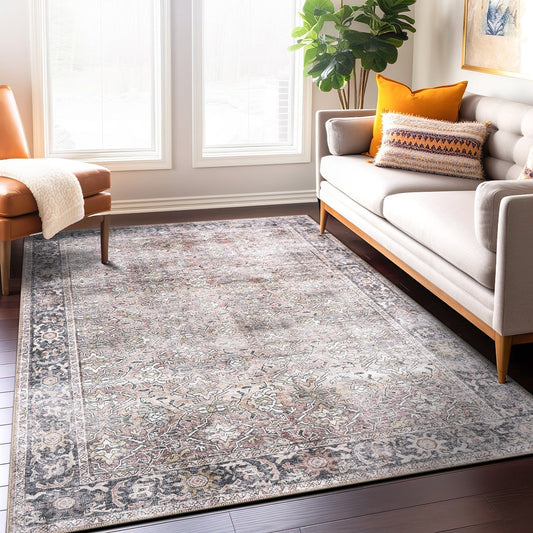 Tapis antidérapant lavable en machine, style vintage, World Rug Gallery