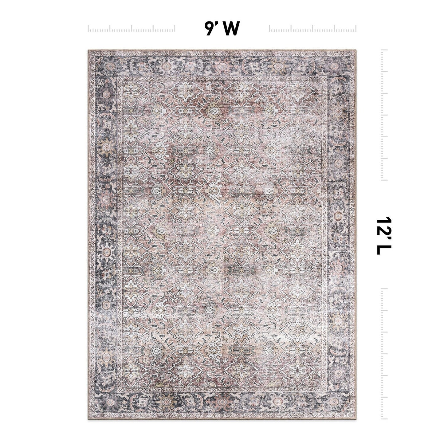 Tapis antidérapant lavable en machine, style vintage, World Rug Gallery