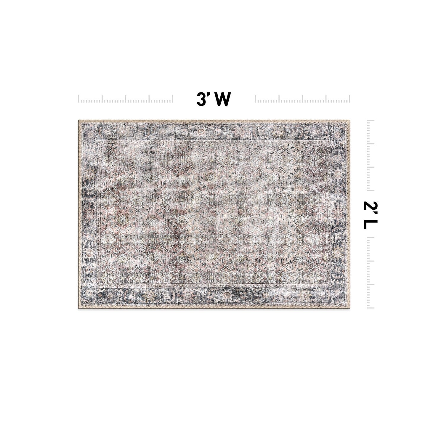 Tapis antidérapant lavable en machine, style vintage, World Rug Gallery