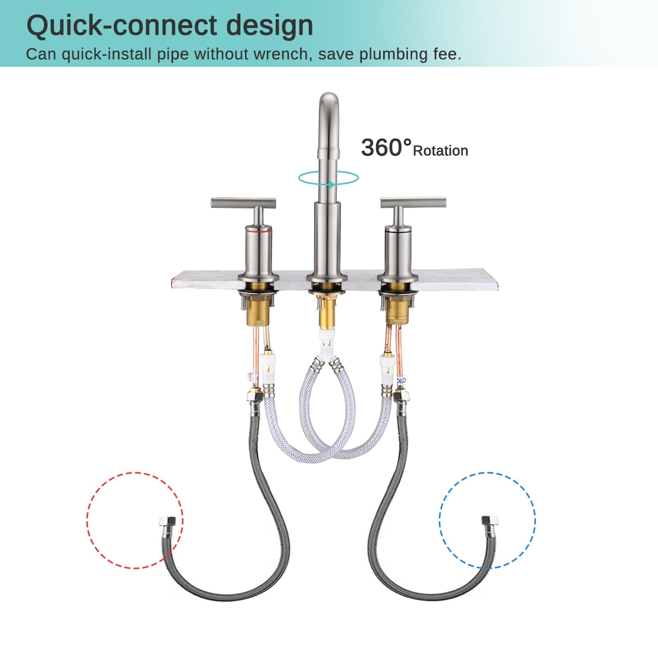 Robinet de lavabo de salle de bain de luxe YASINU de 8 pouces avec bonde escamotable