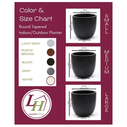 Jardinière ronde conique en MgO, pour l'intérieur et l'extérieur