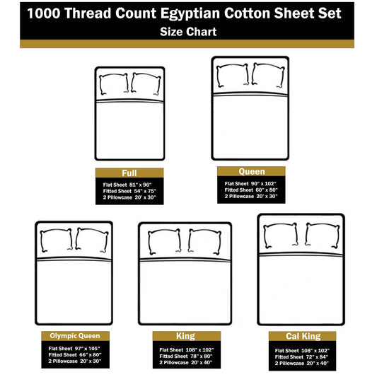 Parure de draps en coton égyptien de qualité supérieure 1000 fils au pouce carré, à poches profondes et à motif uni