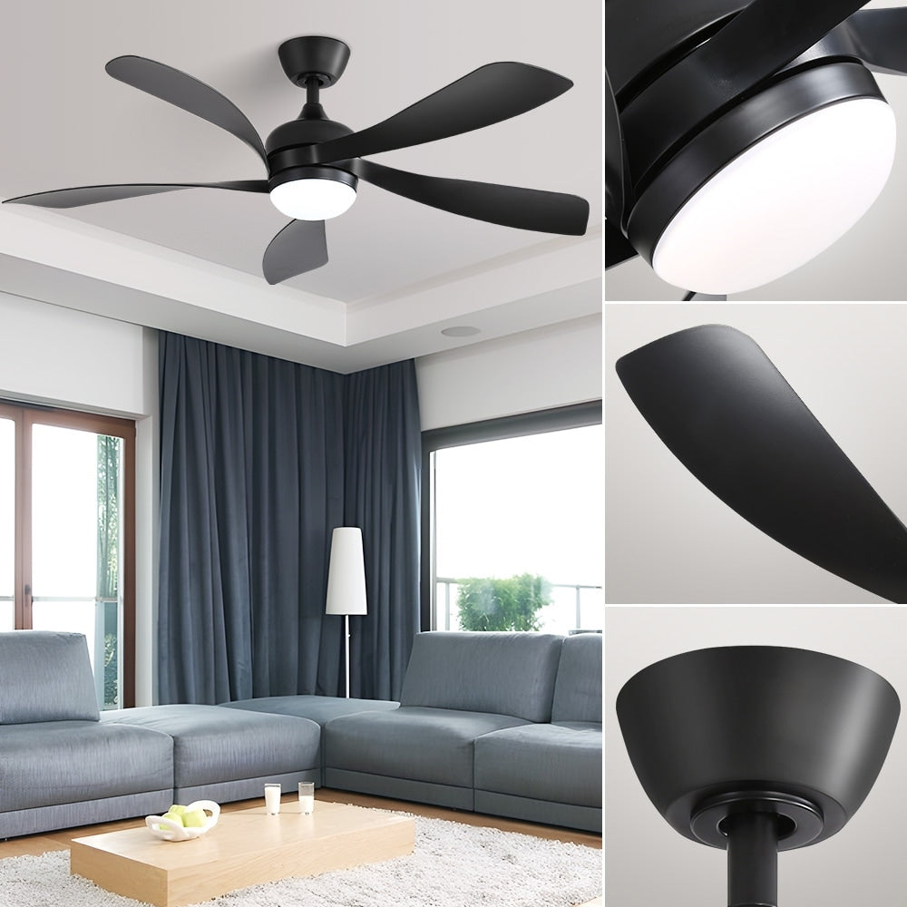Ventilateur de plafond de 52 pouces avec télécommande et éclairage, moteur CC silencieux, 5 pales, haut débit d'air (CFM)