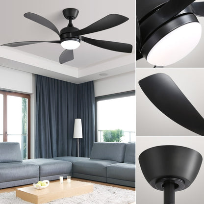 Ventilateur de plafond de 52 pouces avec télécommande et éclairage, moteur CC silencieux, 5 pales, haut débit d'air (CFM)