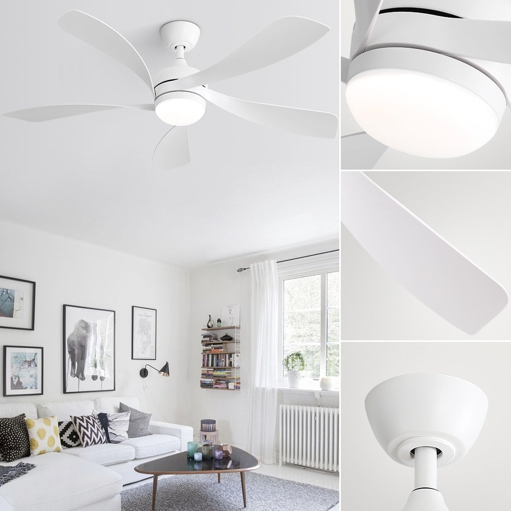 Ventilateur de plafond de 52 pouces avec télécommande et éclairage, moteur CC silencieux, 5 pales, haut débit d'air (CFM)