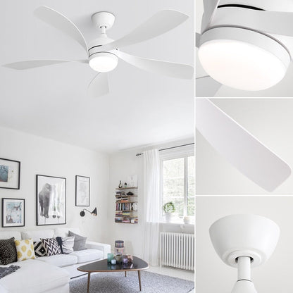 Ventilateur de plafond de 52 pouces avec télécommande et éclairage, moteur CC silencieux, 5 pales, haut débit d'air (CFM)