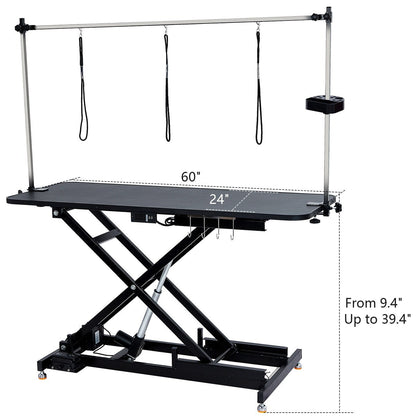 Table de toilettage hydraulique pour chiens à hauteur réglable (60 pouces)