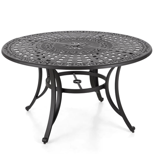 Ensemble de salle à manger/salle à manger de patio en aluminium moulé MAISON ARTS avec table à manger ronde et 6 chaises de patio en aluminium moulé