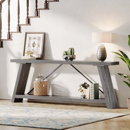 Console de canapé en bois rustique de 70,9 pouces de long avec étagère de rangement