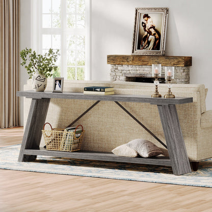 Console de canapé en bois rustique de 70,9 pouces de long avec étagère de rangement