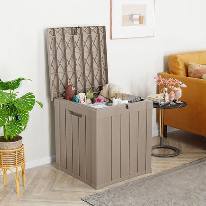 Coffre de rangement extérieur en résine verrouillable pour terrasse