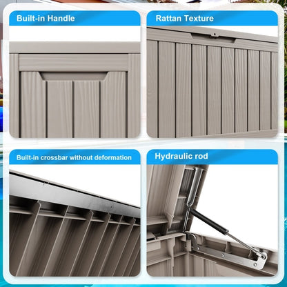 Coffre de rangement extérieur en résine verrouillable pour terrasse