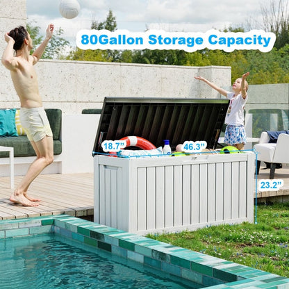 Coffre de rangement extérieur en résine verrouillable pour terrasse