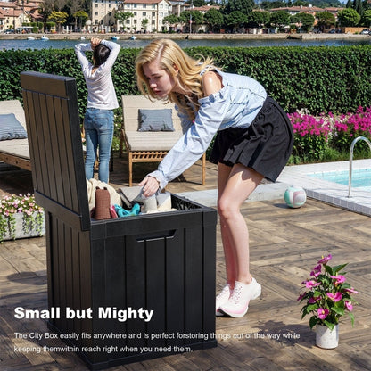 Coffre de rangement extérieur en résine verrouillable pour terrasse