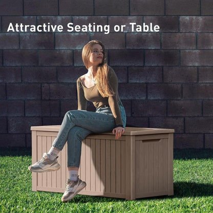 Coffre de rangement extérieur en résine verrouillable pour terrasse