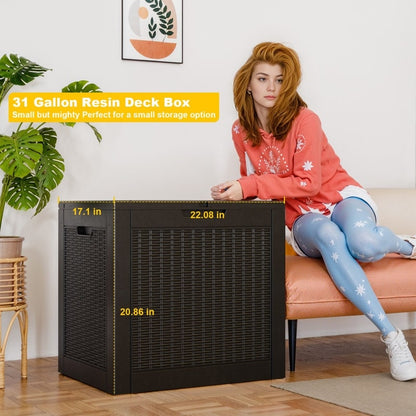 Coffre de rangement extérieur en résine verrouillable pour terrasse
