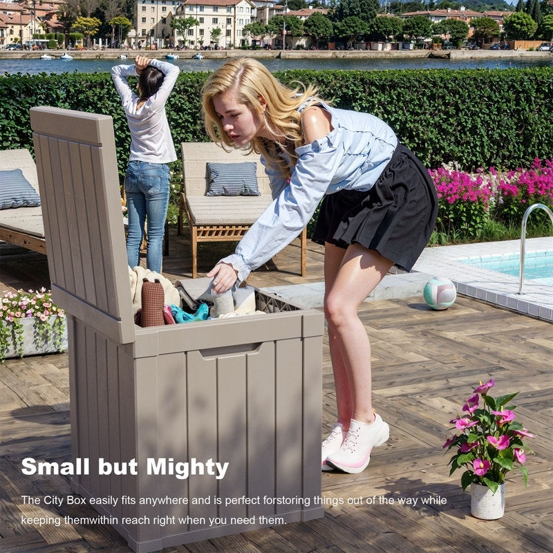 Coffre de rangement extérieur en résine verrouillable pour terrasse