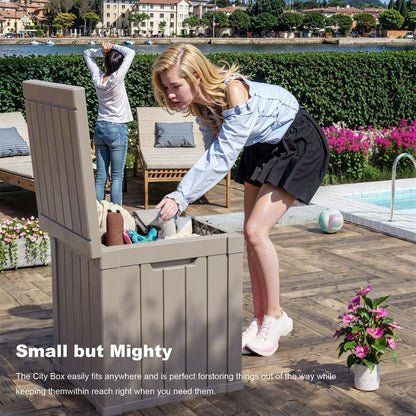 Coffre de rangement extérieur en résine verrouillable pour terrasse