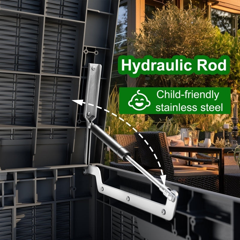 Coffre de rangement extérieur en résine verrouillable pour terrasse