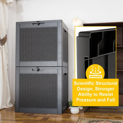 Coffre de rangement extérieur en résine verrouillable pour terrasse