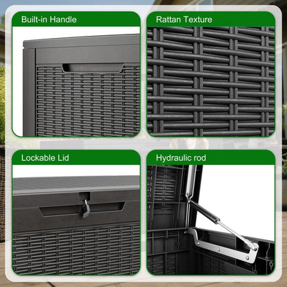 Coffre de rangement extérieur en résine verrouillable pour terrasse