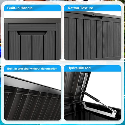 Coffre de rangement extérieur en résine verrouillable pour terrasse