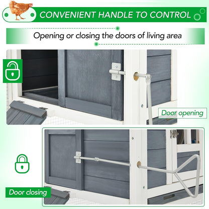 AECOJOY 144'' Grand Poulailler avec Enclos Clapier en Bois Cage à Volaille Maison