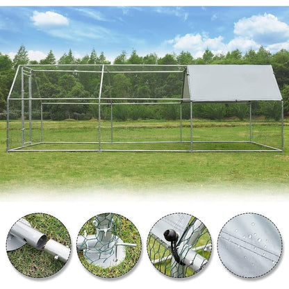 AECOJOY Grand poulailler en métal avec cage à poulets en métal