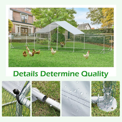 AECOJOY Grand poulailler en métal avec cage à poulets en métal