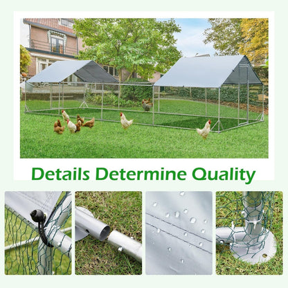 AECOJOY Grand poulailler en métal avec cage à poulets en métal