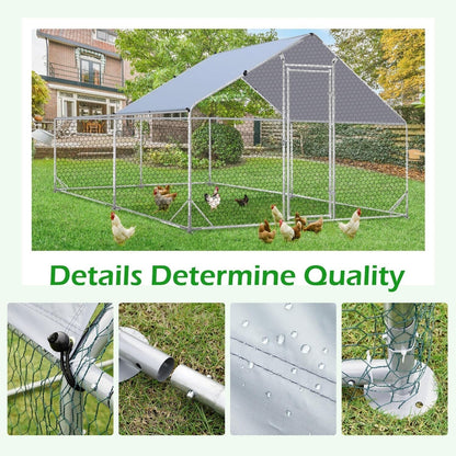 AECOJOY Grand poulailler en métal avec cage à poulets en métal