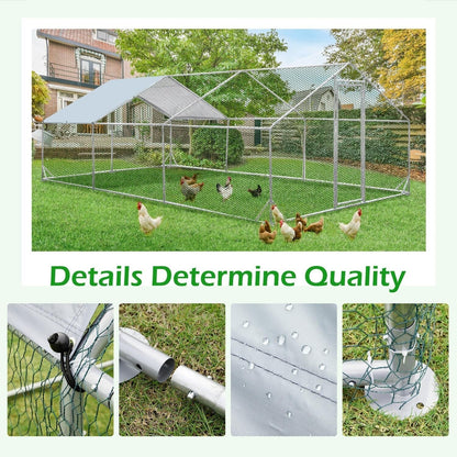AECOJOY Grand poulailler en métal avec cage à poulets en métal