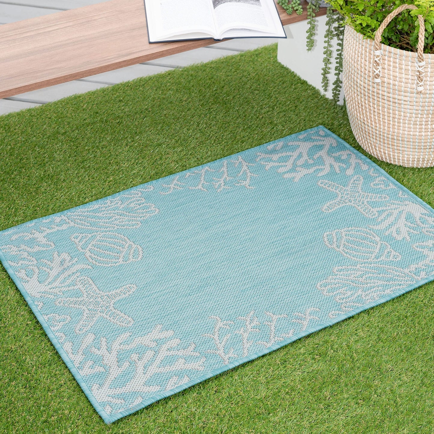 Exo Coastal Graphic Print Indoor/Outdoor Area Rug