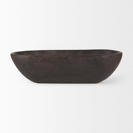 Bol oblong extra large Athena en bois récupéré noir-brun - 26,0 L x 10,0 l x 7,0 H