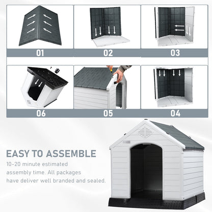 Niche en plastique Bossin pour chiens de petite et grande taille, niche isolée pour l'intérieur et l'extérieur, abri pour chiots avec plancher surélevé