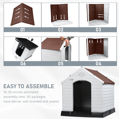 Niche en plastique Bossin pour chiens de petite et grande taille, niche isolée pour l'intérieur et l'extérieur, abri pour chiots avec plancher surélevé