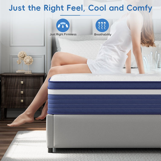 Matelas hybride à ressorts SweDrea 10 po, ferme et rafraîchissant, certifié CertiPUR-US, SGS et OEKO-TEX.