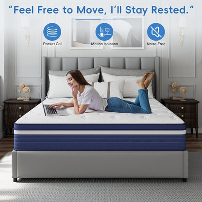 Matelas hybride à ressorts SweDrea 10 po, ferme et rafraîchissant, certifié CertiPUR-US, SGS et OEKO-TEX.