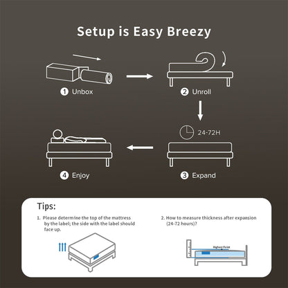 Matelas hybride à ressorts refroidissants SweDrea 12 po mi-ferme, isolation des mouvements, certifié CertiPUR-US, SGS et OEKO-TEX.