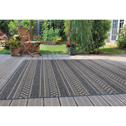 Tapis d'intérieur/extérieur à rayures géométriques bohèmes World Rug Gallery