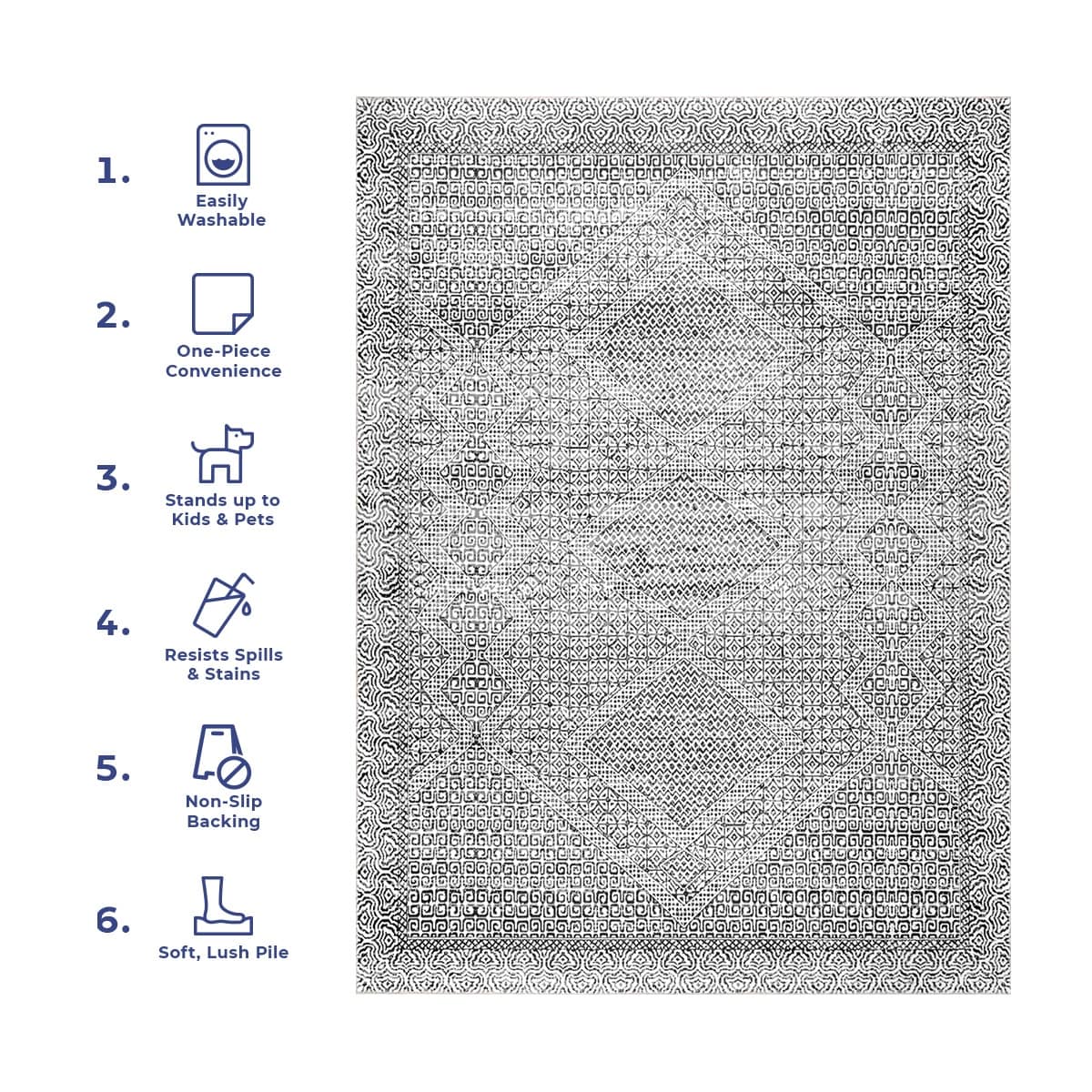 Tapis lavable en machine Nuloom Hart SpinClean Abstract Tribal