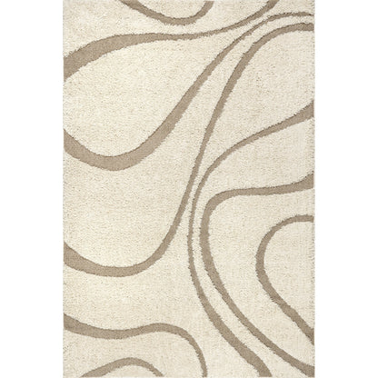 Tapis Shag contemporain Nuloom Krista à motifs tourbillonnants