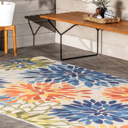 Tapis d'intérieur/extérieur lavable en machine à motif floral Nuloom Rosana