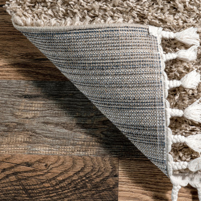 Tapis moderne à poils longs et à pampilles Neva Nuloom